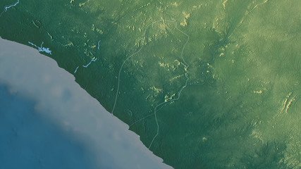 River Cess, Liberia - outlined. Relief