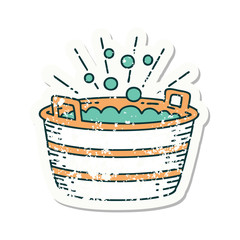 grunge sticker of tattoo style tin bath