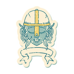 elf fighter character face with banner illustration