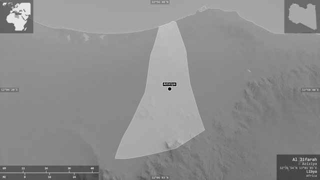 Al Jifarah, Libya - composition. Grayscale