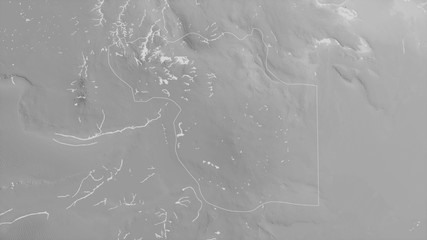 Al Jufrah, Libya - outlined. Grayscale