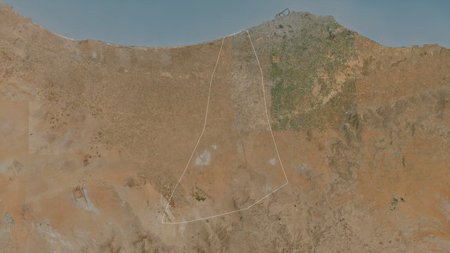 Al Jifarah, Libya - outlined. Satellite