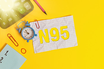 Text sign showing N95. Business photo text personal protective equipment that are used to protect...