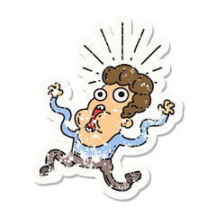 grunge sticker of tattoo style frightened man