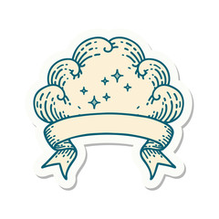 tattoo sticker with banner of a cloud