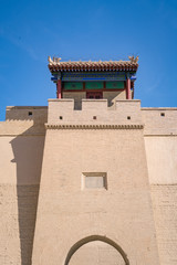 The majestic Jiayuguan City watchtower in Gansu Province, China. 