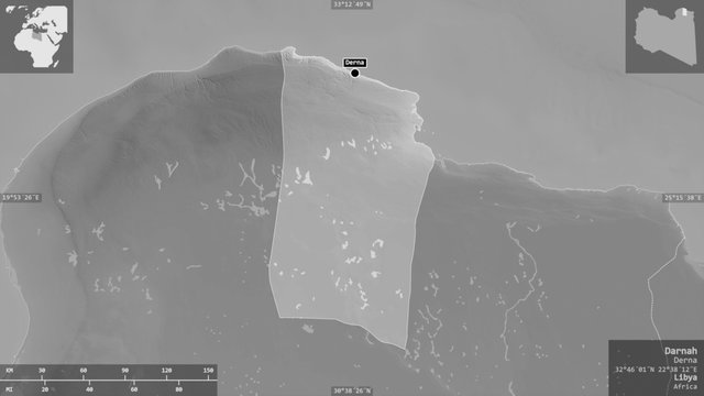 Darnah, Libya - composition. Grayscale
