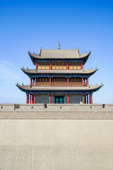 The majestic Jiayuguan City watchtower in Gansu Province, China. 