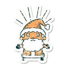 grunge sticker of tattoo style santa claus christmas character