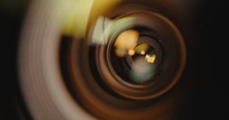 Macro close up of light entering camera lens