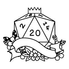 natural twenty D20 dice roll illustration