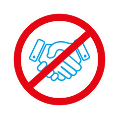 Stop handshake symbol, avoid covid-19. Design vector illustration 