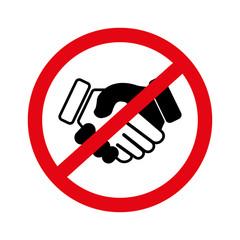 Stop handshake symbol, avoid covid-19. Design vector illustration 