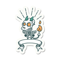 Fototapeta na wymiar sticker of tattoo style skeleton demon character