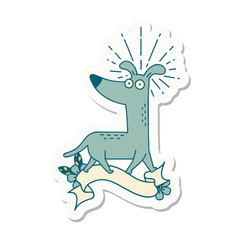 sticker of tattoo style surprised dog