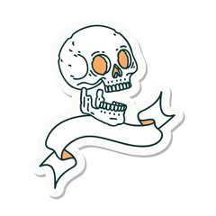 Fototapeta premium tattoo sticker with banner of a skull