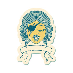 orc rogue character face with banner illustration