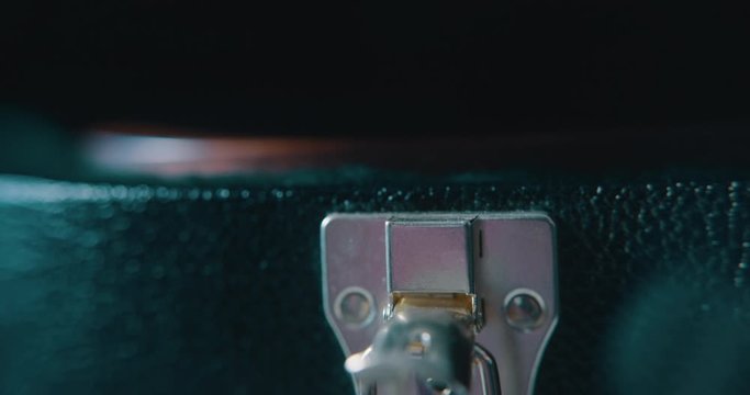 Close up of operating latch and opening hard case