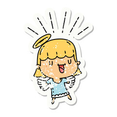 grunge sticker of tattoo style singing angel
