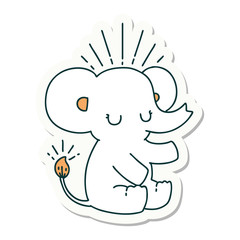sticker of tattoo style cute elephant