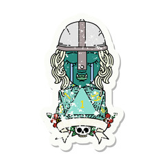crying orc fighter character with natural one D20 roll illustration