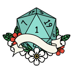 natural one d20 dice roll illustration