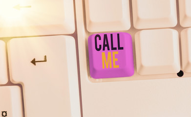 Conceptual hand writing showing Call Me. Concept meaning Asking for communication by telephone to...