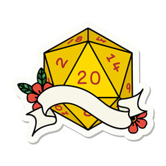 natural twenty D20 dice roll sticker