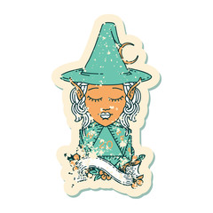 elf mage character with natural twenty dice roll illustration