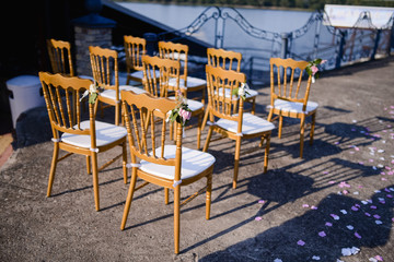 Beautifully decorated chairs for a special day