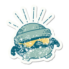 grunge sticker of tattoo style cool robin