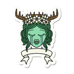crying orc druid character face sticker