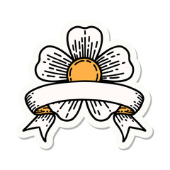 tattoo sticker with banner of a flower