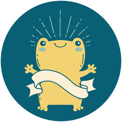 icon of tattoo style happy frog