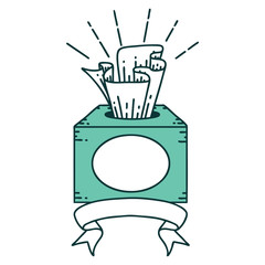 banner with tattoo style box of tissues