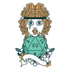 human barbarian with natural 20 dice roll illustration