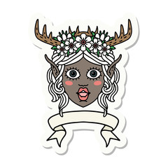 elf druid character face with banner sticker