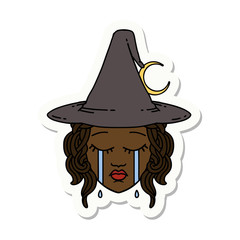 crying human witch character sticker
