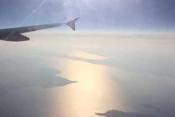 View from the plane on a sunny day