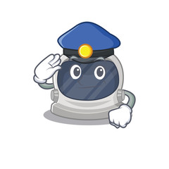Police officer mascot design of astronaut helmet wearing a hat