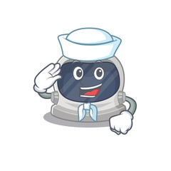 Sailor cartoon character of astronaut helmet with white hat