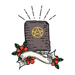 banner with tattoo style spellbook