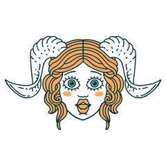 tiefling character face illustration