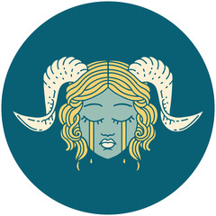 crying tiefling character face icon