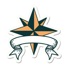 tattoo sticker with banner of a star