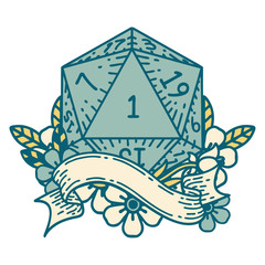 natural one d20 dice roll illustration