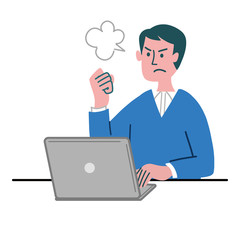 男性　お兄さん　パソコン　怒っている