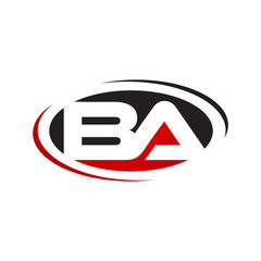 modern black red initial BA Letter Logo Design vector illustrations