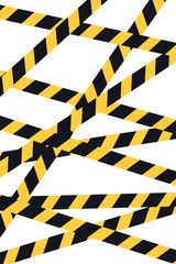 Caution line on black background, pandemic area poster, vector illustration