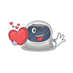 A sweet astronaut helmet cartoon character style with a heart